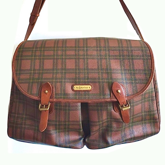 KRALPH LAUREN Plaid Crossbody Messenger Camp School College Computer Bag - Picture 16 of 17